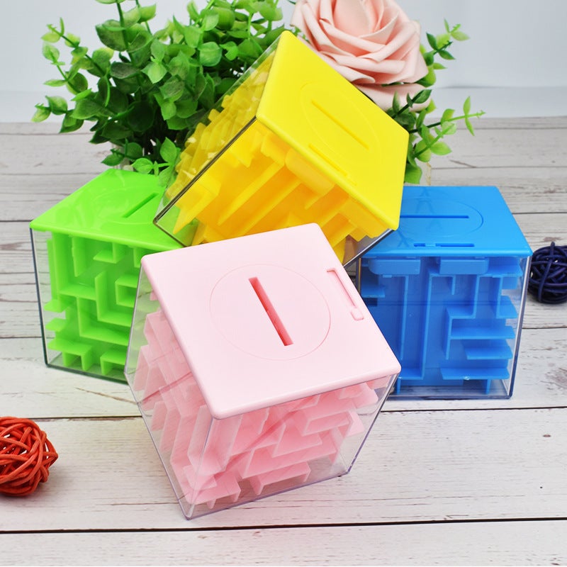 E-Commerce 7Cm Intelligence Maze Toy 6-Sided 3D Three-Dimensional Maze Piggy Bank Transparent Bead Puzzle Cube - Image 4